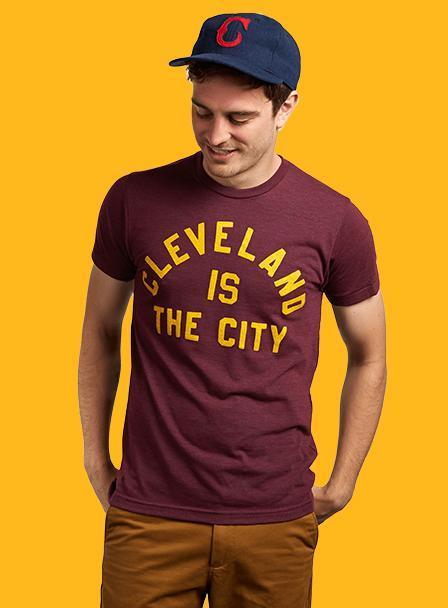 Cleveland Guardians Skyline T-Shirt from Homage. | Ash | Vintage Apparel from Homage.