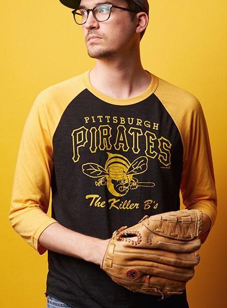 Men's Pittsburgh Pirates Fanatics Branded Heathered Gray Cooperstown  Collection Vintage Outfield Arc Tri-Blend Raglan Long Sleeve T-Shirt