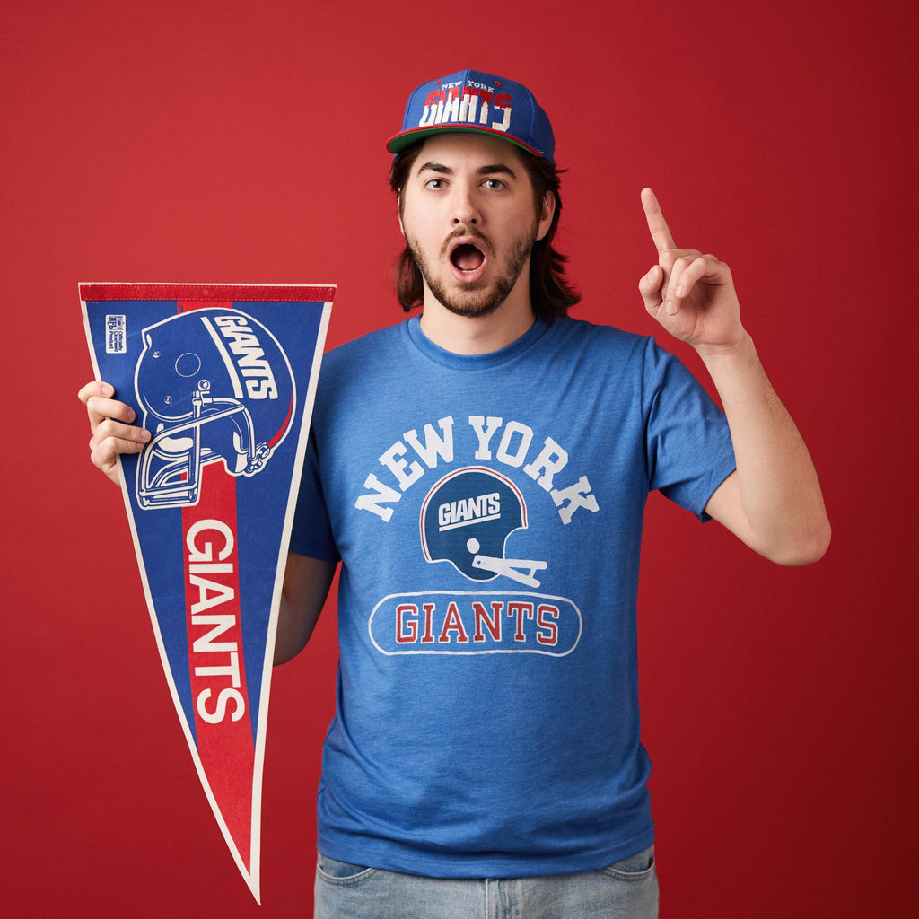 New York Giants Helmet Retro T-Shirt from Homage. | Officially Licensed Vintage NFL Apparel from Homage Pro Shop.