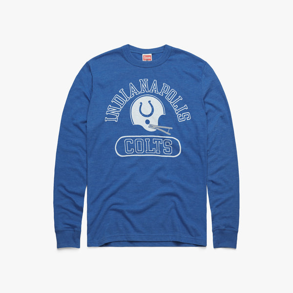 Indianapolis Colts Pigskin Long Sleeve Tee from Homage. | Officially Licensed Vintage NFL Apparel from Homage Pro Shop.