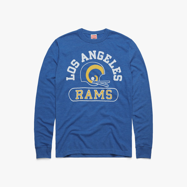 Los Angeles Rams Throwback Helmet T-Shirt from Homage. | Officially Licensed Vintage NFL Apparel from Homage Pro Shop.