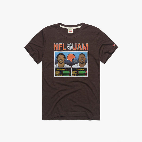 NFL Jam Browns Garrett And Chubb  Retro Cleveland Browns T-Shirt – HOMAGE