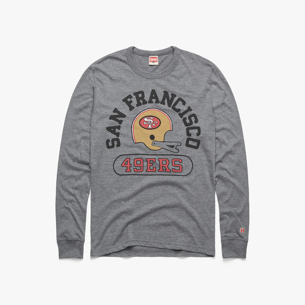 Youth San Francisco 49ers Big Helmet Youth T-Shirt from Homage. | Officially Licensed Vintage NFL Apparel from Homage Pro Shop.