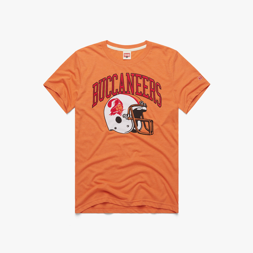 Tampa Bay Buccaneers Helmet Retro T-Shirt from Homage. | Officially Licensed Vintage NFL Apparel from Homage Pro Shop.