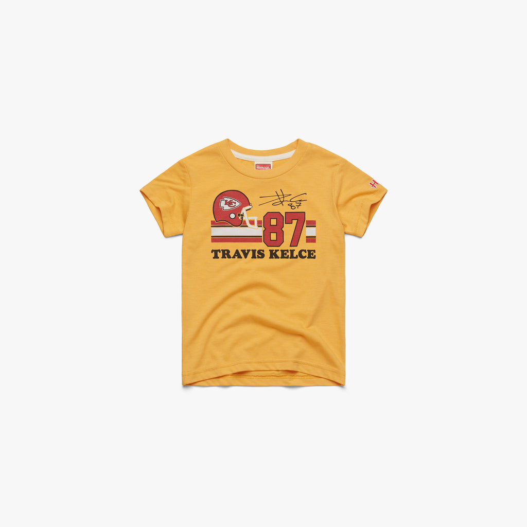 Kansas City Chiefs Travis Kelce T-Shirt from Homage. | Officially Licensed Vintage NFL Apparel from Homage Pro Shop.