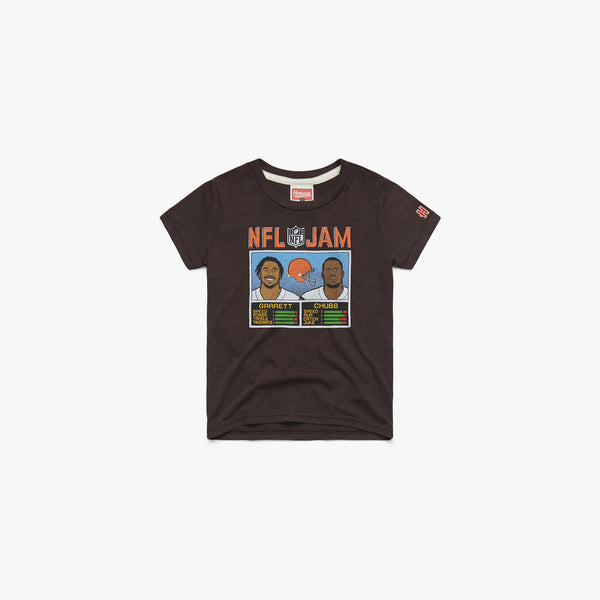 NFL Jam Cleveland Browns Garrett and Chubb T-Shirt from Homage. | Officially Licensed Vintage NFL Apparel from Homage Pro Shop.