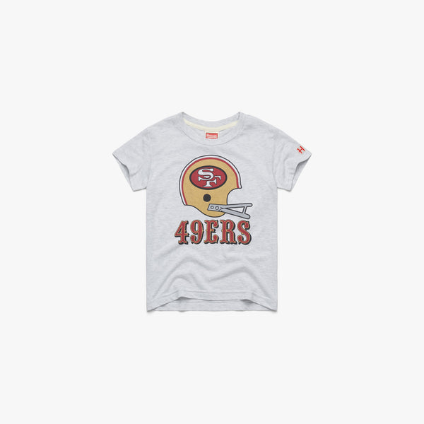 San Francisco 49ers Helmet Retro T-Shirt from Homage. | Officially Licensed Vintage NFL Apparel from Homage Pro Shop.