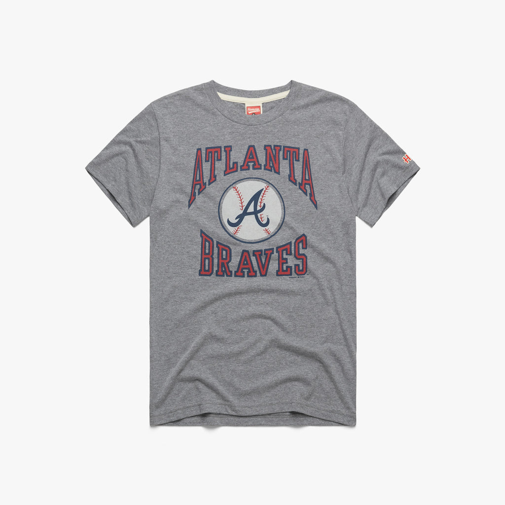 Atlanta Braves Baseball T-Shirt from Homage. | Grey | Vintage Apparel from Homage.