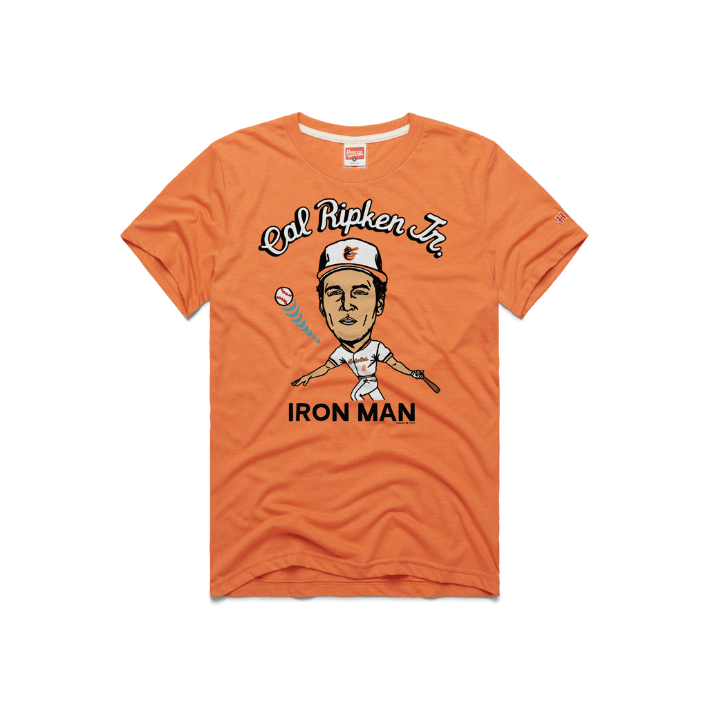 Orioles Cal Ripken Jr. Signature Jersey T-Shirt from Homage. | Charcoal | Vintage Apparel from Homage.