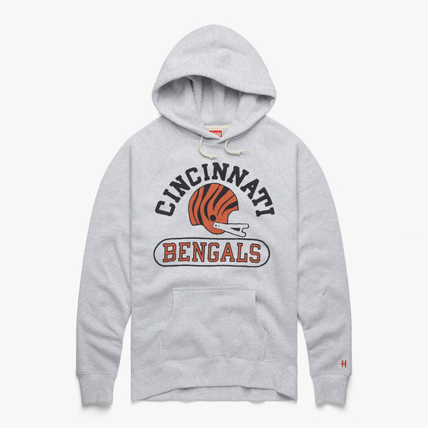 Cincinnati Bengals Throwback Helmet Long Sleeve Tee from Homage. | Officially Licensed Vintage NFL Apparel from Homage Pro Shop.