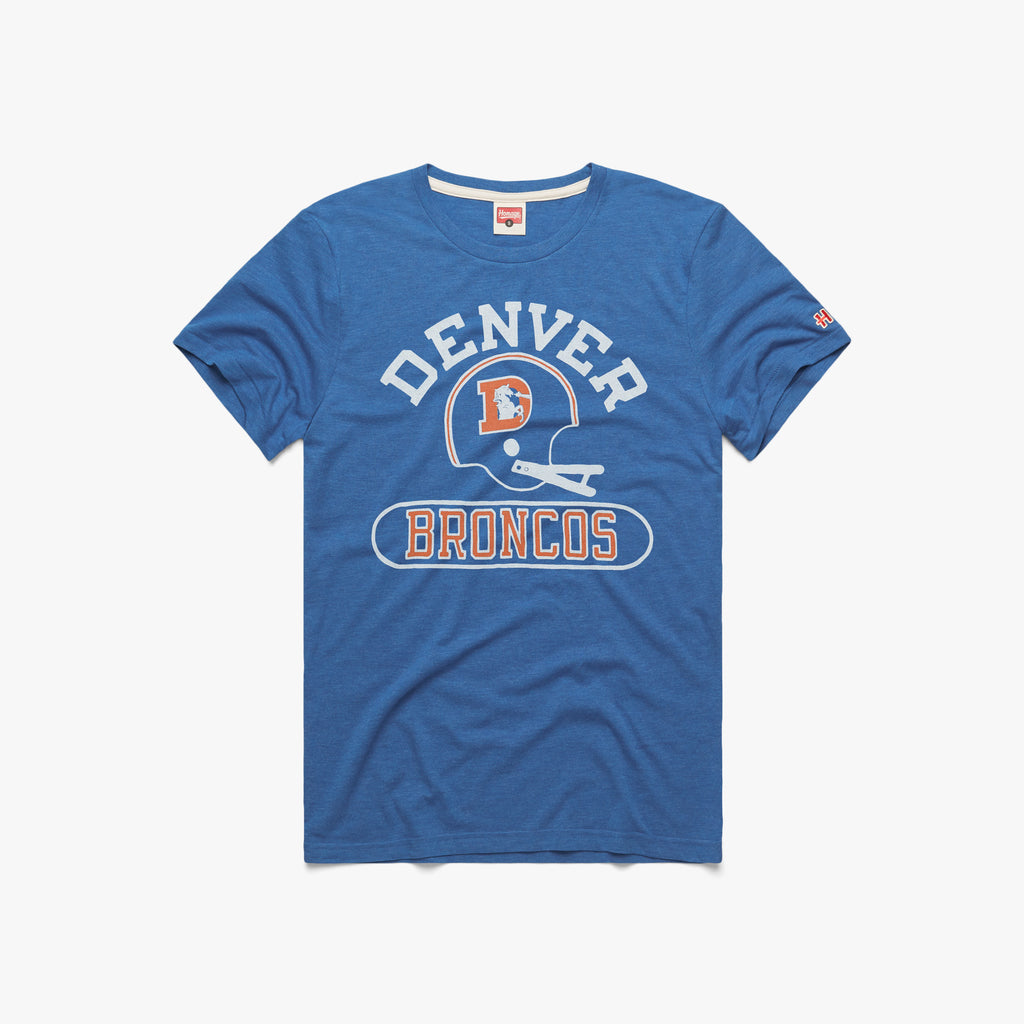 Denver Broncos Throwback Helmet Long Sleeve Tee from Homage. | Officially Licensed Vintage NFL Apparel from Homage Pro Shop.