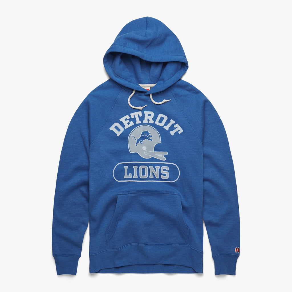 Detroit Lions Helmet Retro Hoodie from Homage. | Officially Licensed Vintage NFL Apparel from Homage Pro Shop.