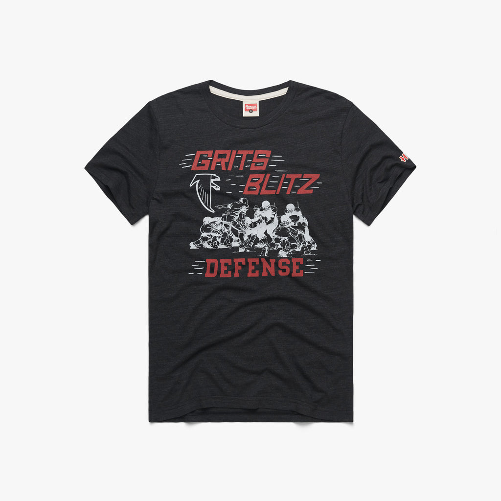 Atlanta Falcons Grits Blitz Defense T-Shirt from Homage. | Officially Licensed Vintage NFL Apparel from Homage Pro Shop.