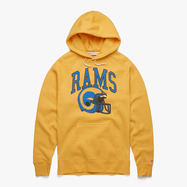 Los Angeles Rams Helmet Retro T-Shirt from Homage. | Officially Licensed Vintage NFL Apparel from Homage Pro Shop.