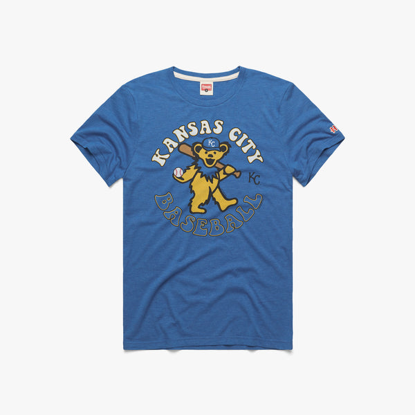 RARE Gildan Blue Kansas City Royals Grateful Dead Skull T-shirt Adult Size  5XL