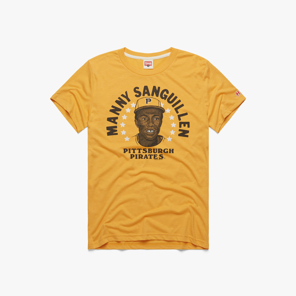 Manny Sanguillen Pirates T-Shirt from Homage. | Gold | Vintage Apparel from Homage.