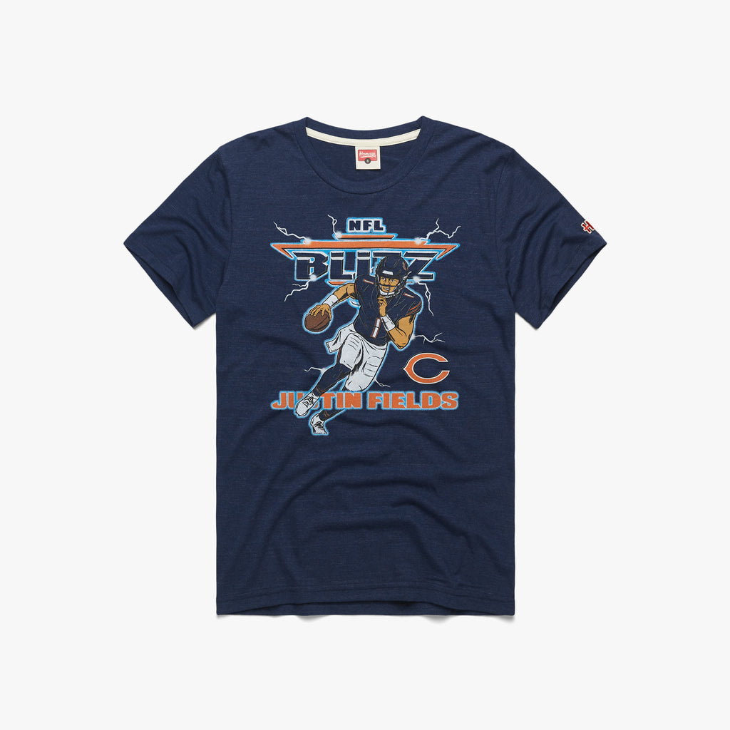 NFL Blitz Chicago Bears Justin Fields T-Shirt from Homage. | Officially Licensed Vintage NFL Apparel from Homage Pro Shop.