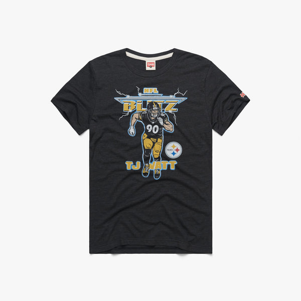 NFL Blitz Pittsburgh Steelers TJ Watt T-Shirt from Homage. | Officially Licensed Vintage NFL Apparel from Homage Pro Shop.