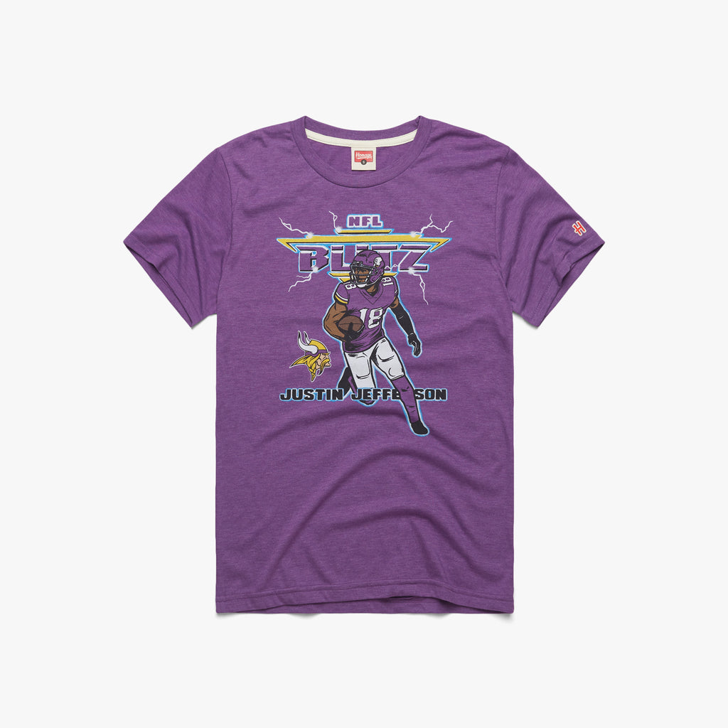 Men's Homage Justin Jefferson Heathered Purple Minnesota Vikings NFL Blitz Player Tri-Blend T-Shirt Size: Medium