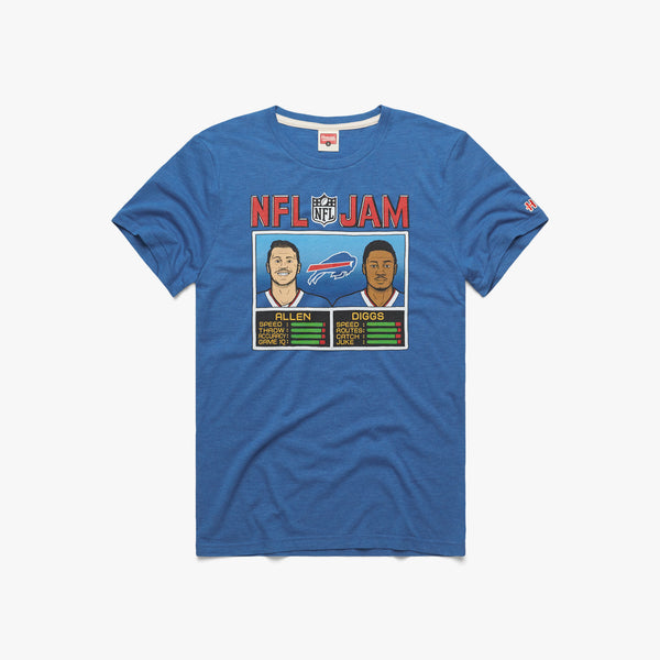 NFL Jam Buffalo Bills Allen and Diggs T-Shirt from Homage. | Officially Licensed Vintage NFL Apparel from Homage Pro Shop.