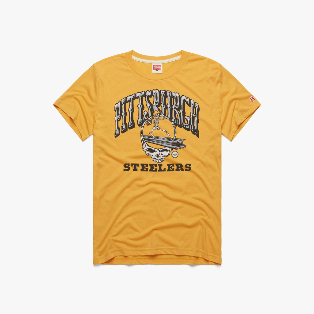 Pittsburgh Steelers Pigskin Long Sleeve Tee from Homage. | Officially Licensed Vintage NFL Apparel from Homage Pro Shop.