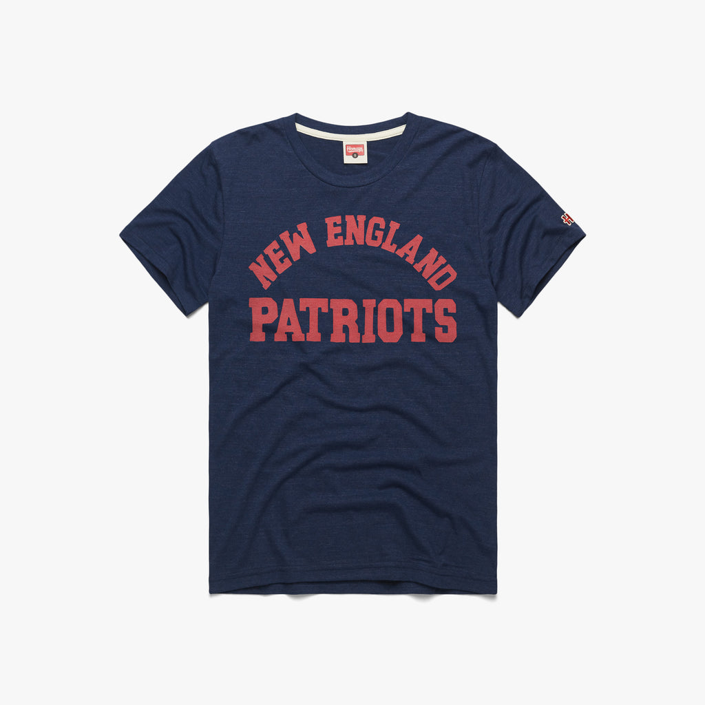 New England Patriots Helmet Retro T-Shirt from Homage. | Officially Licensed Vintage NFL Apparel from Homage Pro Shop.