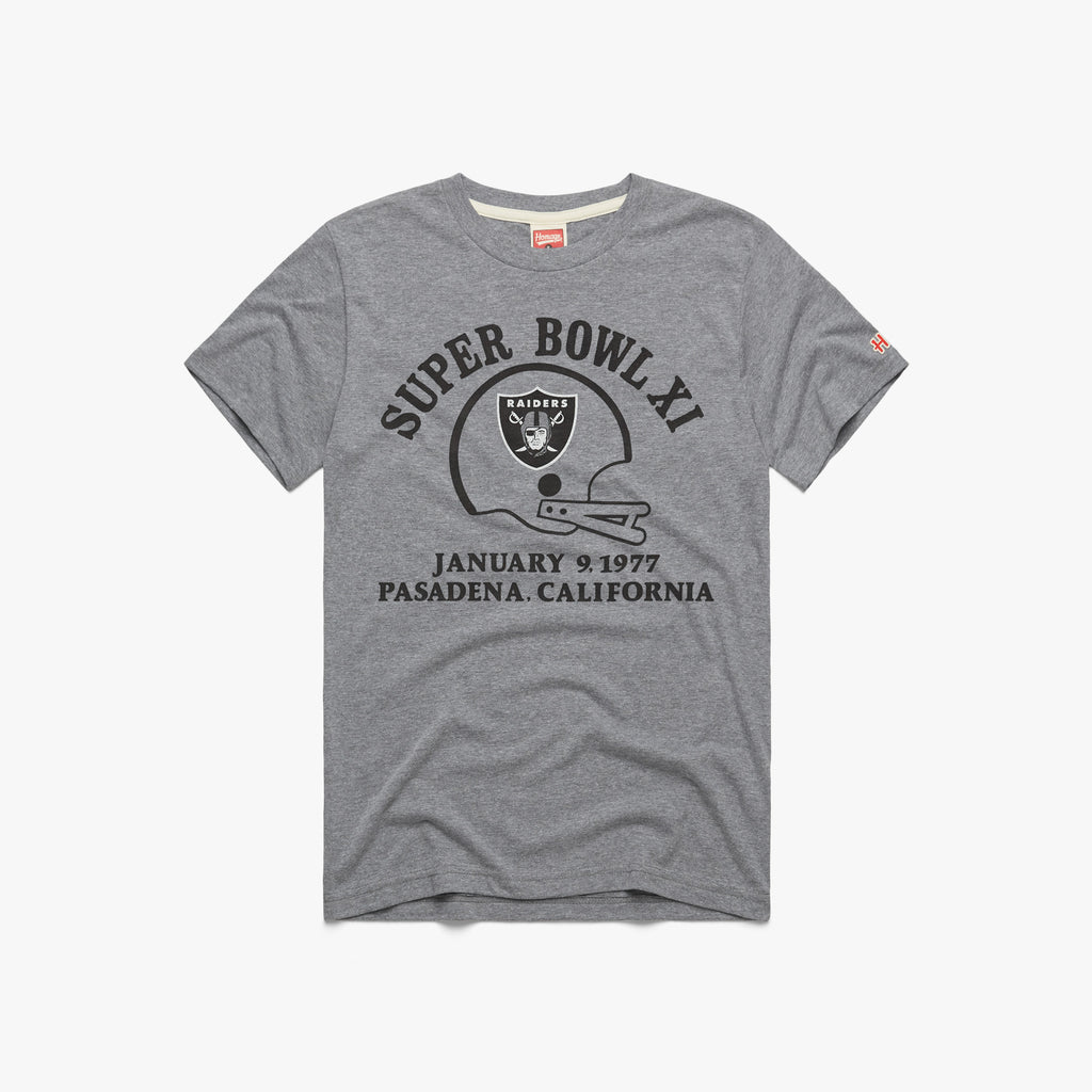 Las Vegas Raiders 3 Time Super Bowl Champions T-Shirt from Homage. | Officially Licensed Vintage NFL Apparel from Homage Pro Shop.