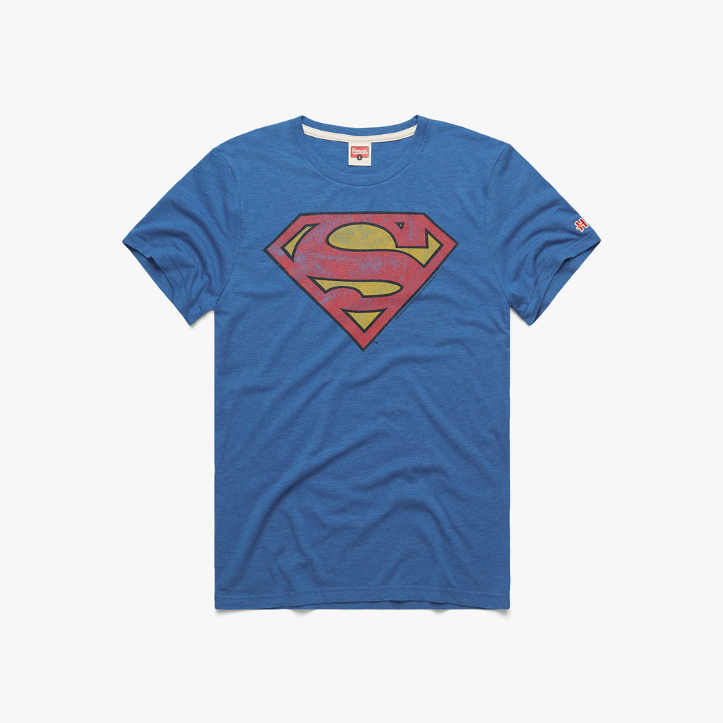 Superman Logo T-Shirt from Homage. | Royal Blue | Vintage Apparel from Homage.