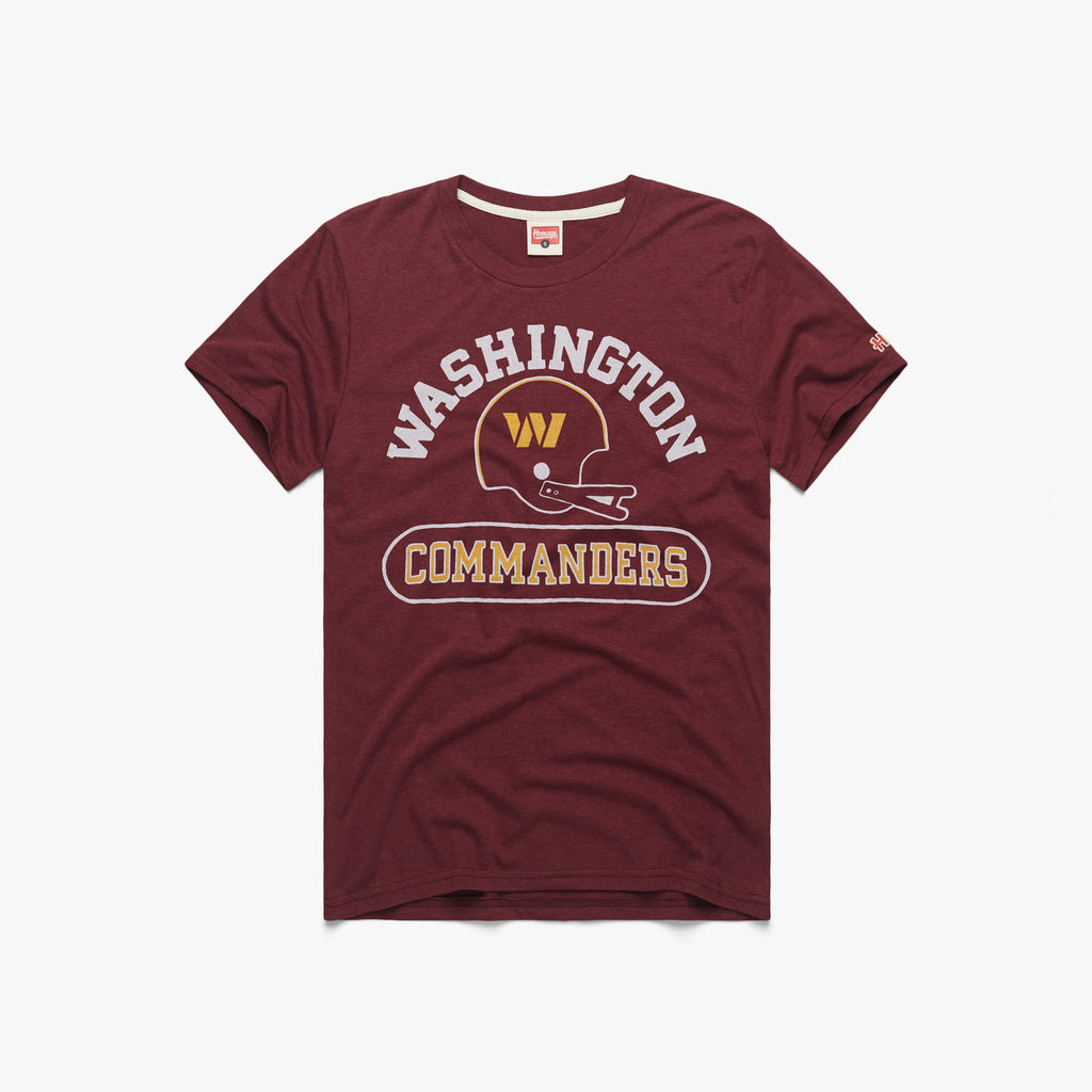 Washington Commanders Throwback Helmet T-Shirt from Homage. | Officially Licensed Vintage NFL Apparel from Homage Pro Shop.