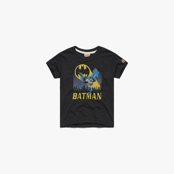 Youth Batman Bronze Age Youth T-Shirt from Homage. | Charcoal | Vintage Apparel from Homage.