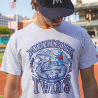 Minnesota Twins Target Field T-Shirt from Homage. | Navy | Vintage Apparel from Homage.