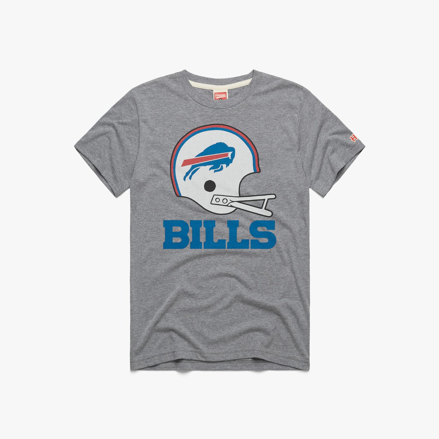 Buffalo Bills Helmet Retro T-Shirt from Homage. | Officially Licensed Vintage NFL Apparel from Homage Pro Shop.