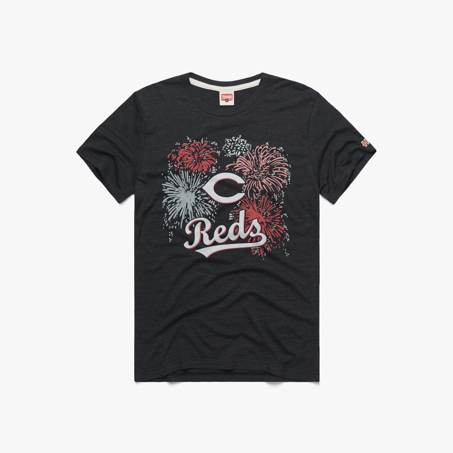 Cincinnati Reds T-Shirt from Homage. | Charcoal | Vintage Apparel from Homage.