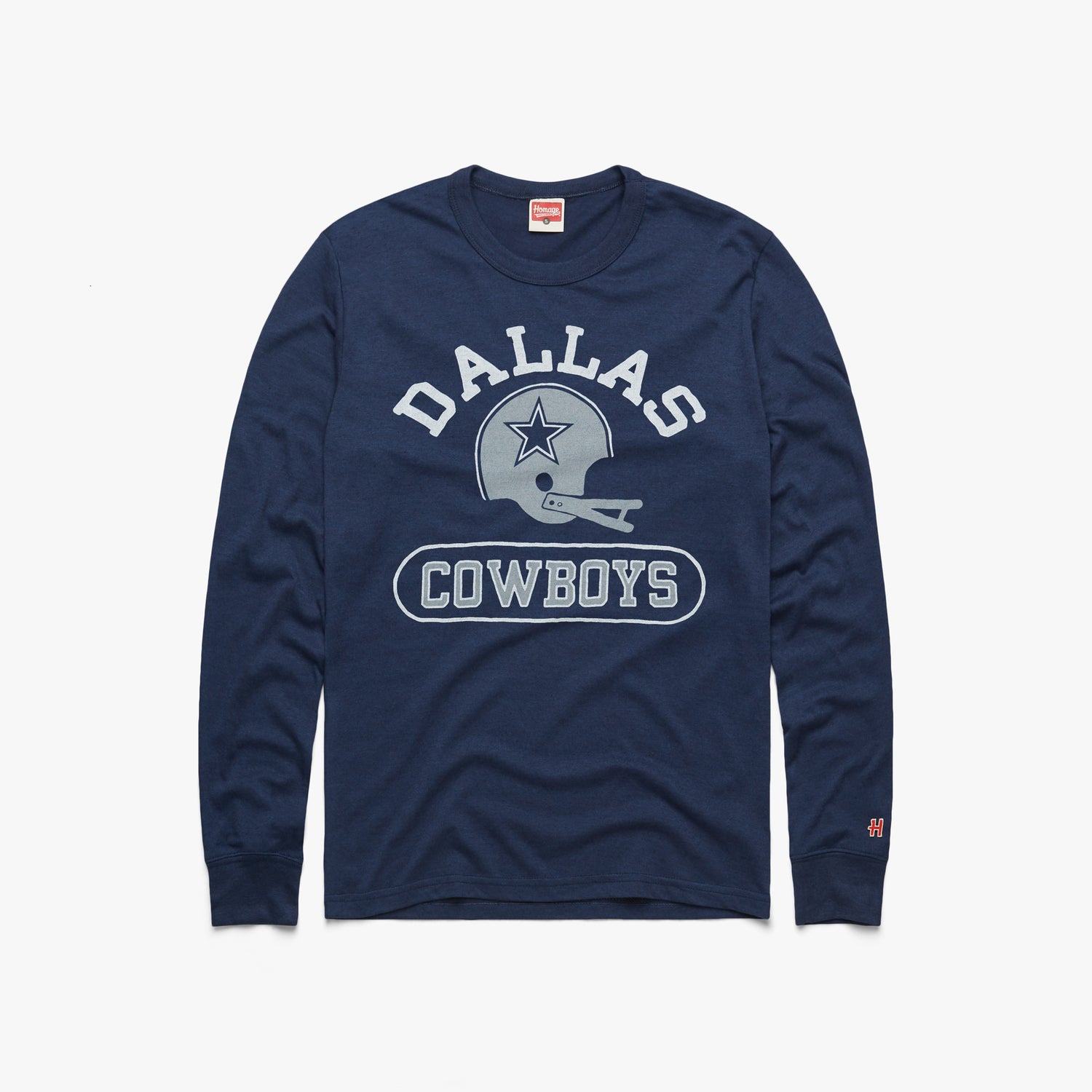 Youth Navy Dallas Cowboys Helmet Long Sleeve T-Shirt 