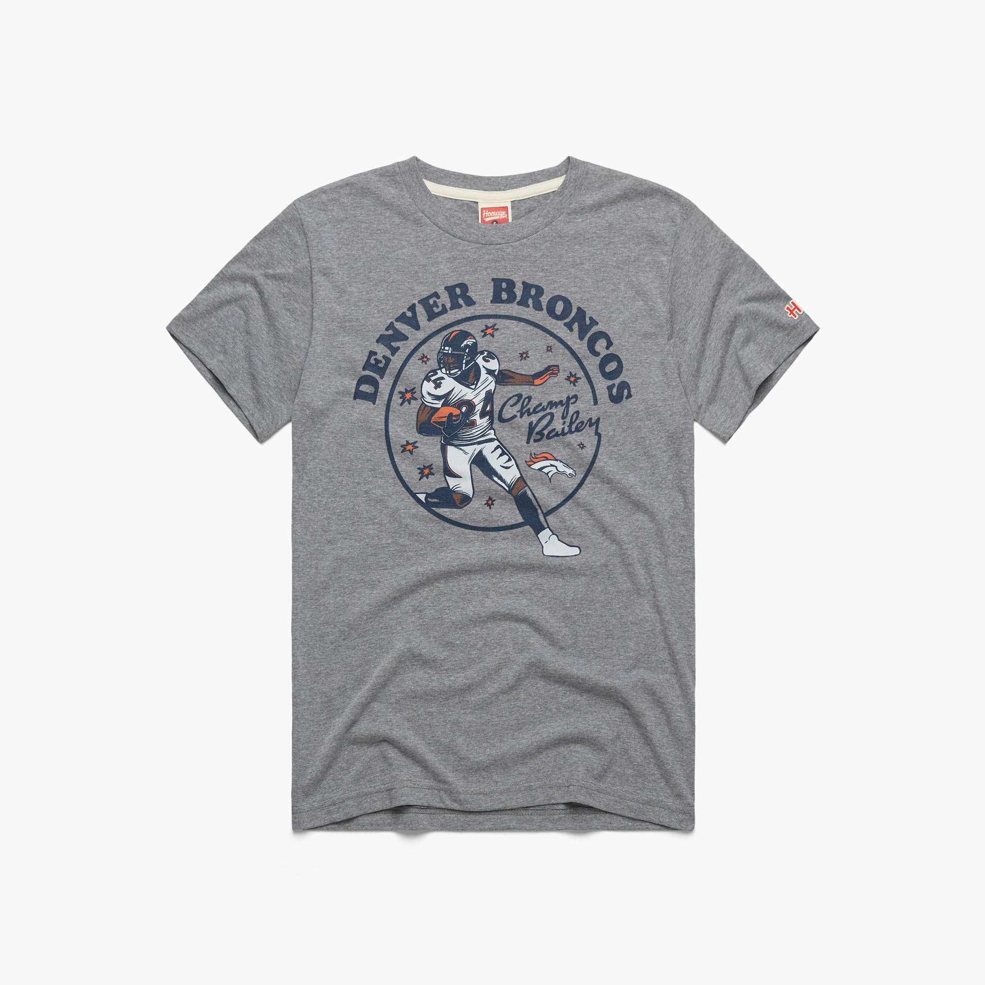 Denver Broncos Champ Bailey Homage Tri-Blend Gray Shirt