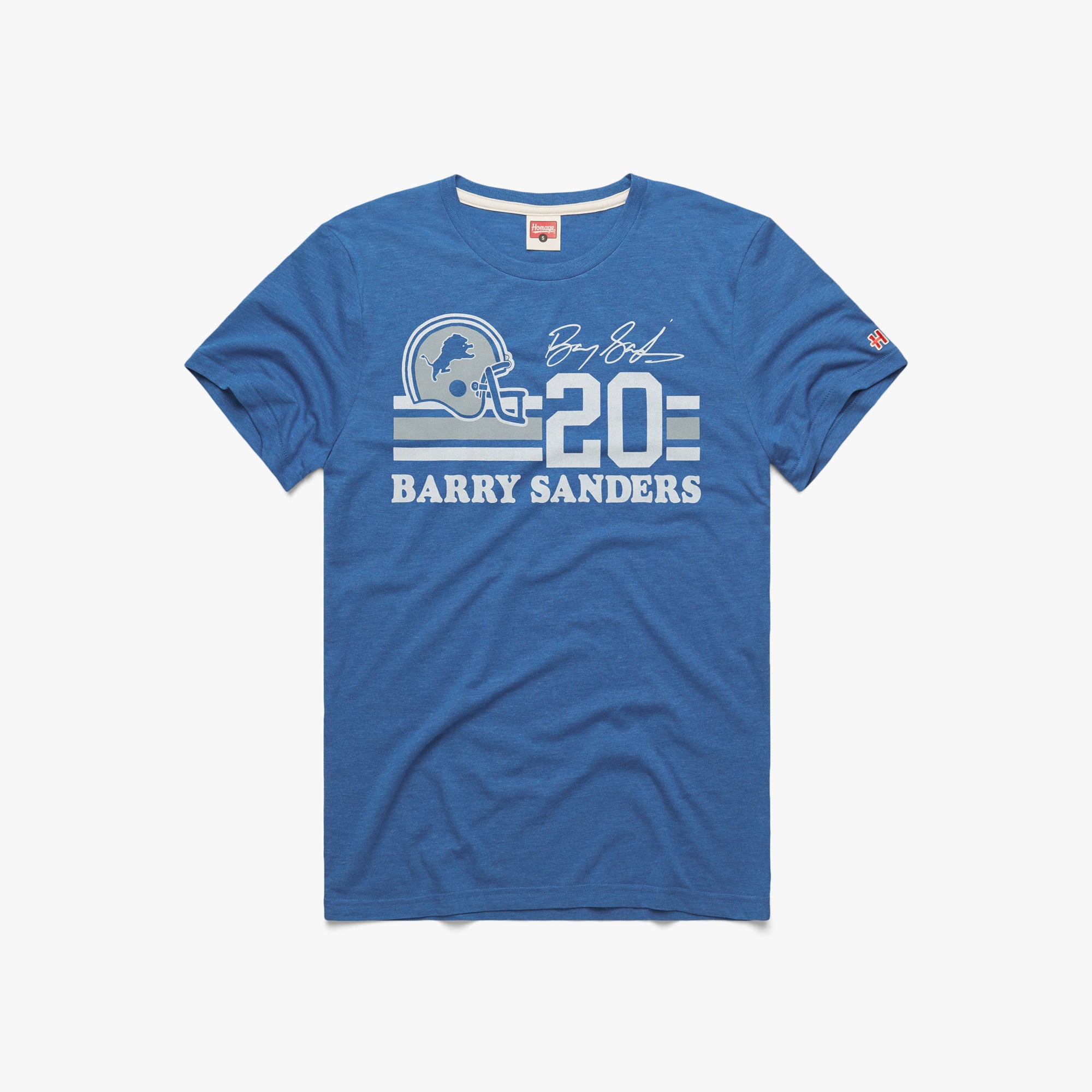Detroit Lions Barry Sanders #20 T-Shirt from Homage. | Officially Licensed Vintage NFL Apparel from Homage Pro Shop.