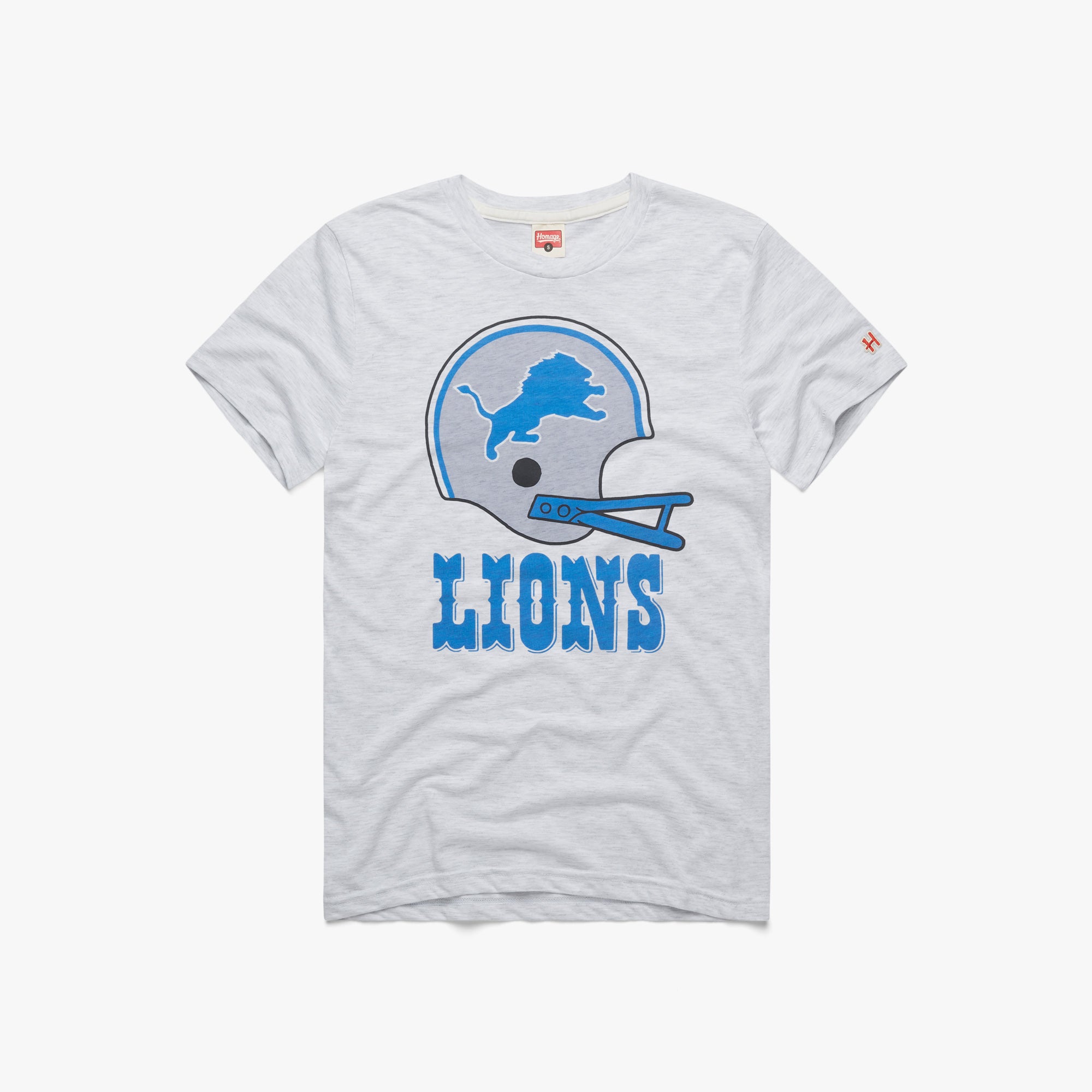 Detroit Lions Big Helmet T-Shirt from Homage. | Officially Licensed Vintage NFL Apparel from Homage Pro Shop.