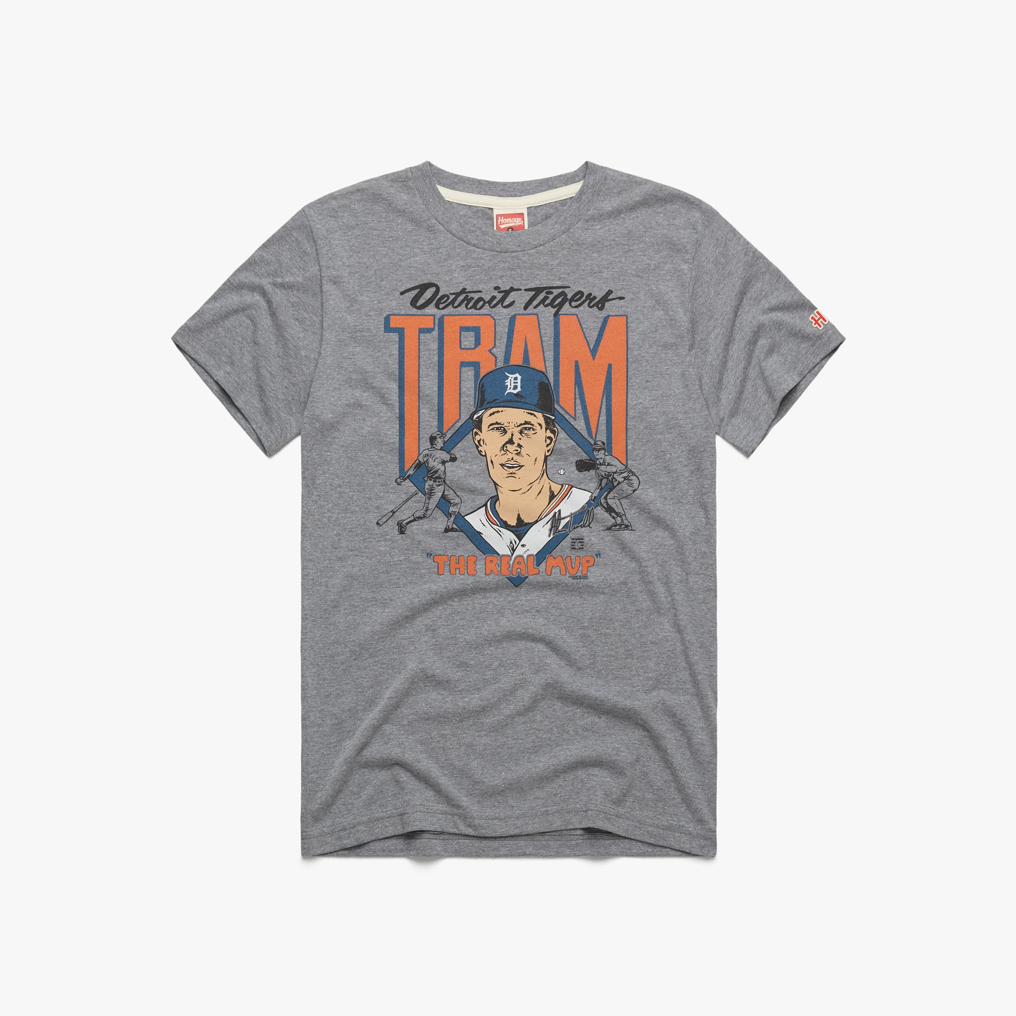 Detroit Tigers Alan Trammell T-Shirt from Homage. | Grey | Vintage Apparel from Homage.