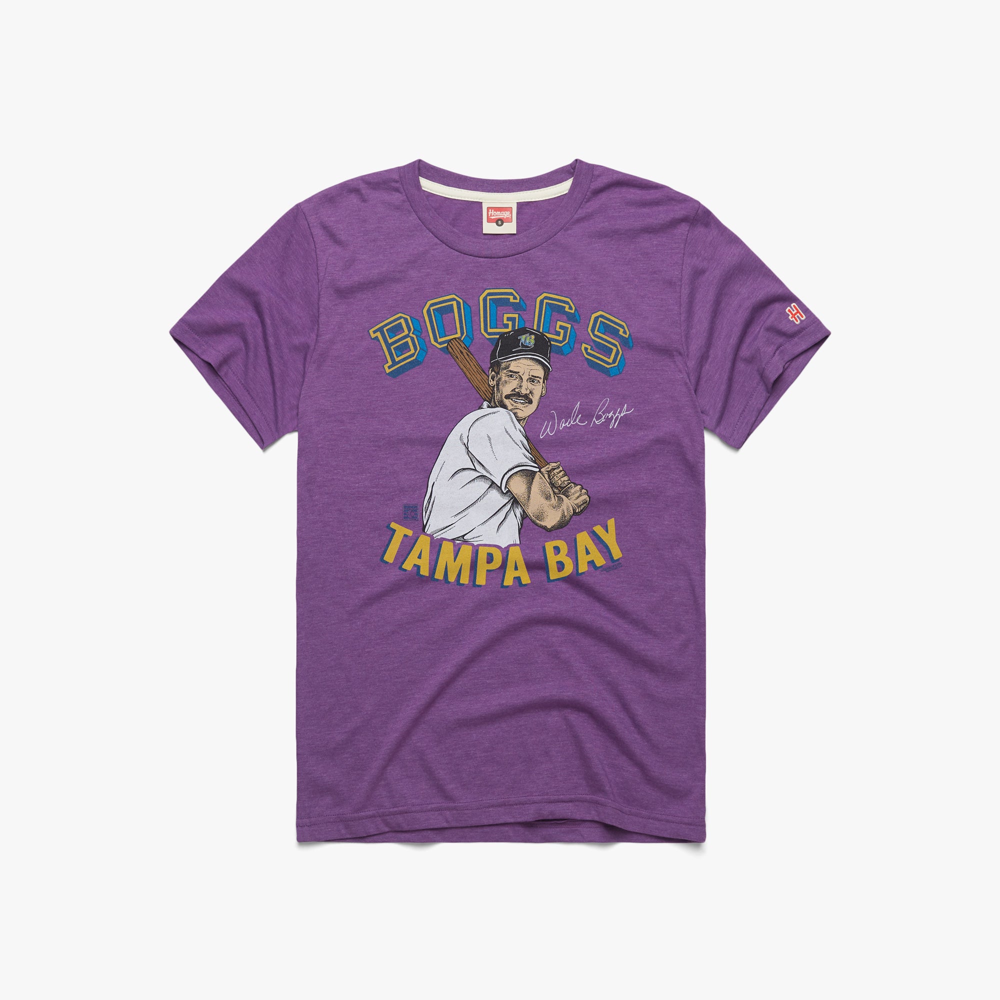 Devil Rays Wade Boggs Signature T-Shirt from Homage. | Royal Purple | Vintage Apparel from Homage.