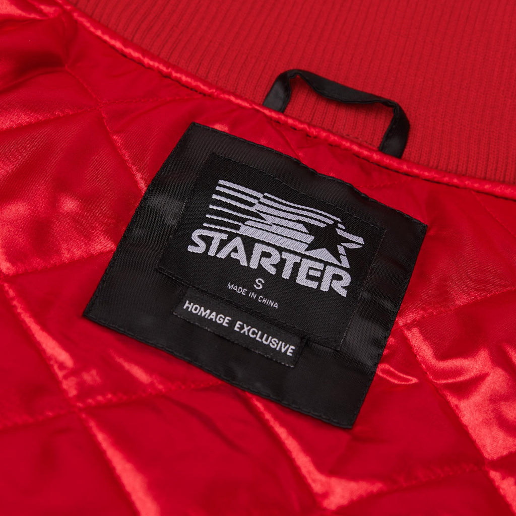 HOMAGE x Starter 49ers Blackout Satin Jacket | Retro NFL Jacket