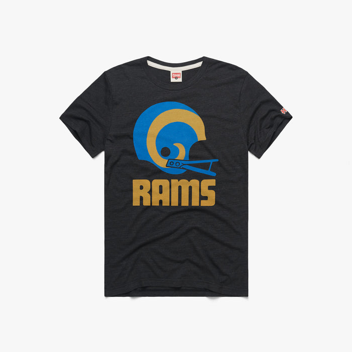 Los Angeles Rams Throwback Helmet T-Shirt from Homage. | Officially Licensed Vintage NFL Apparel from Homage Pro Shop.