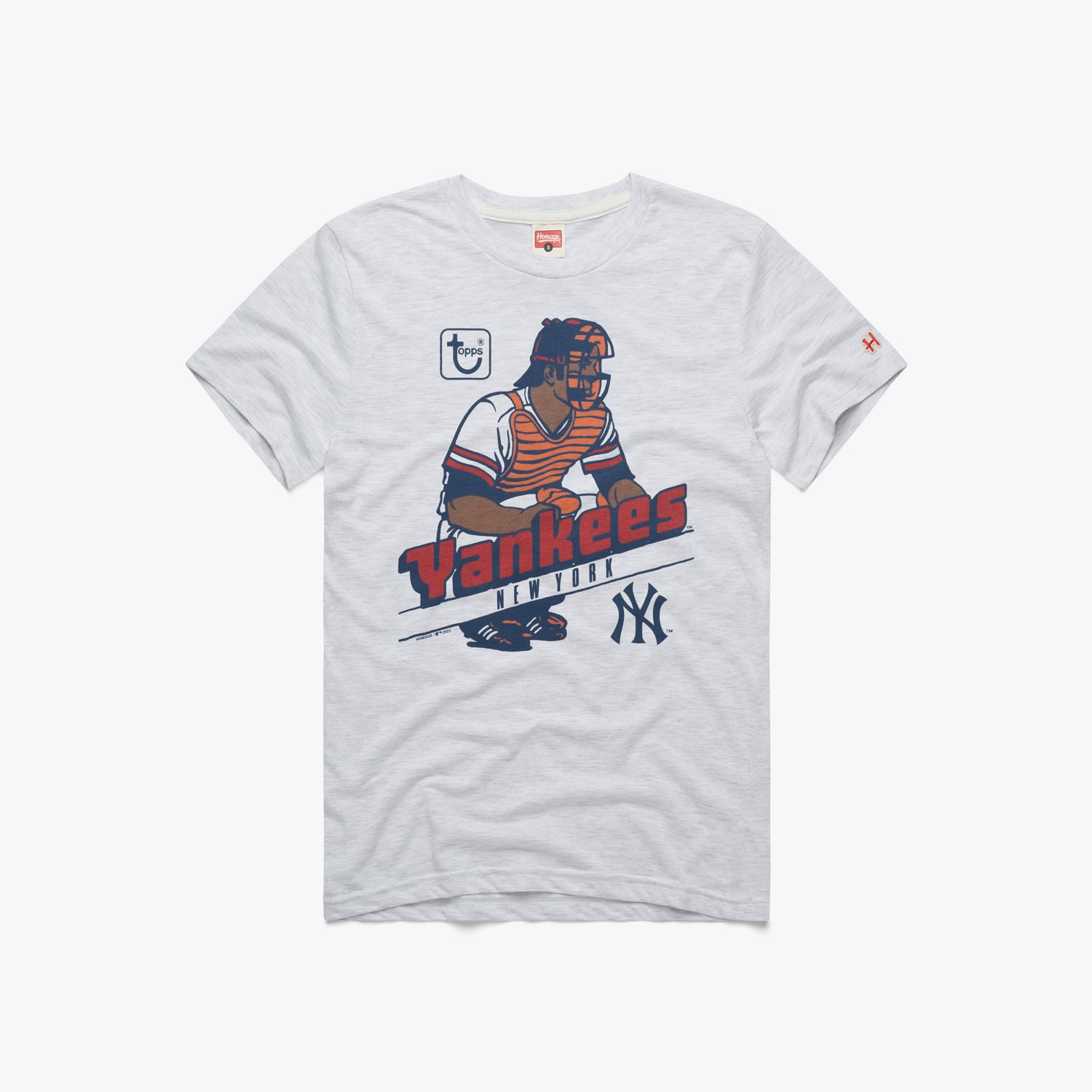MLB x Topps New York Yankees T-Shirt from Homage. | Ash | Vintage Apparel from Homage.
