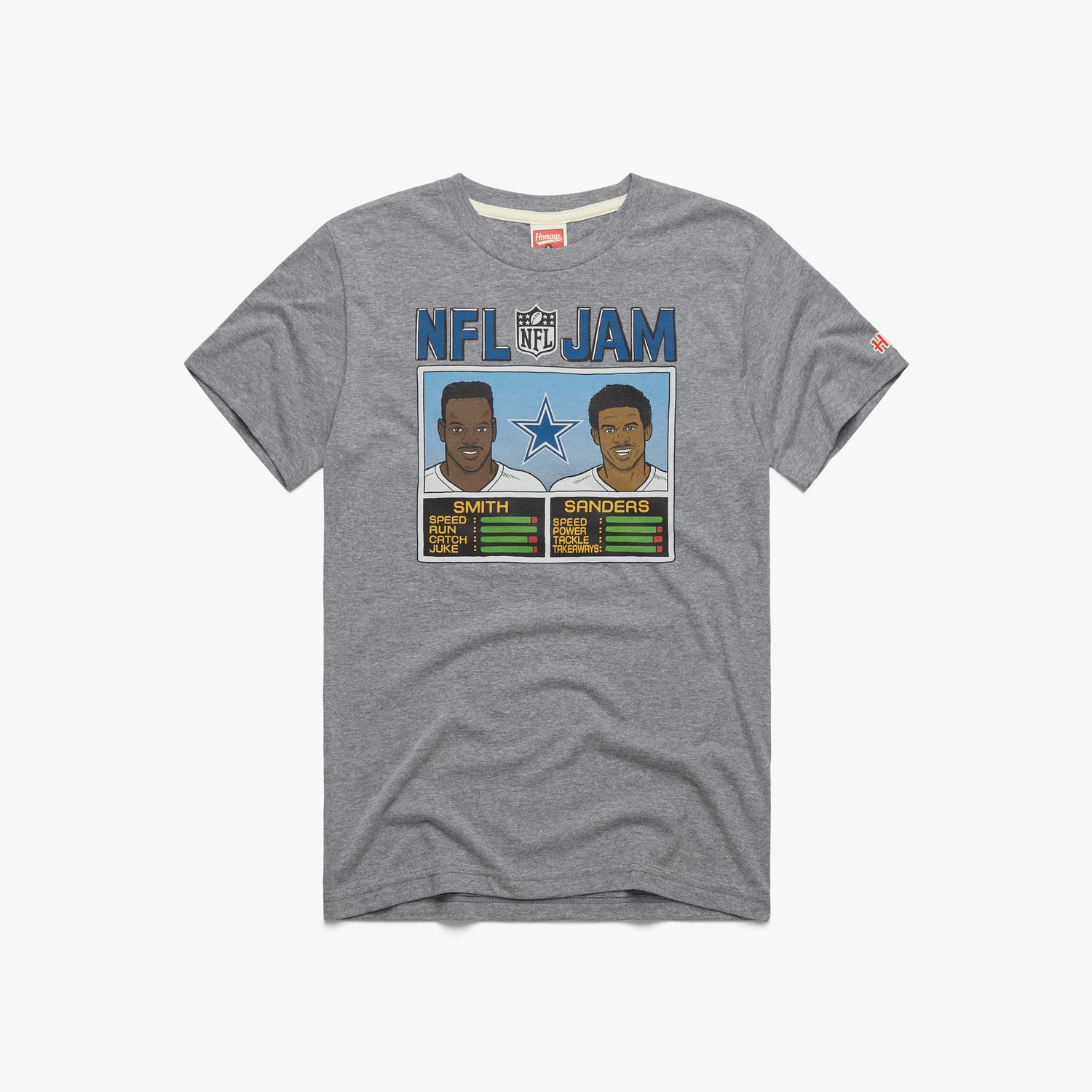 NFL Jam Dallas Cowboys Smith and Sanders T-Shirt from Homage. | Officially Licensed Vintage NFL Apparel from Homage Pro Shop.