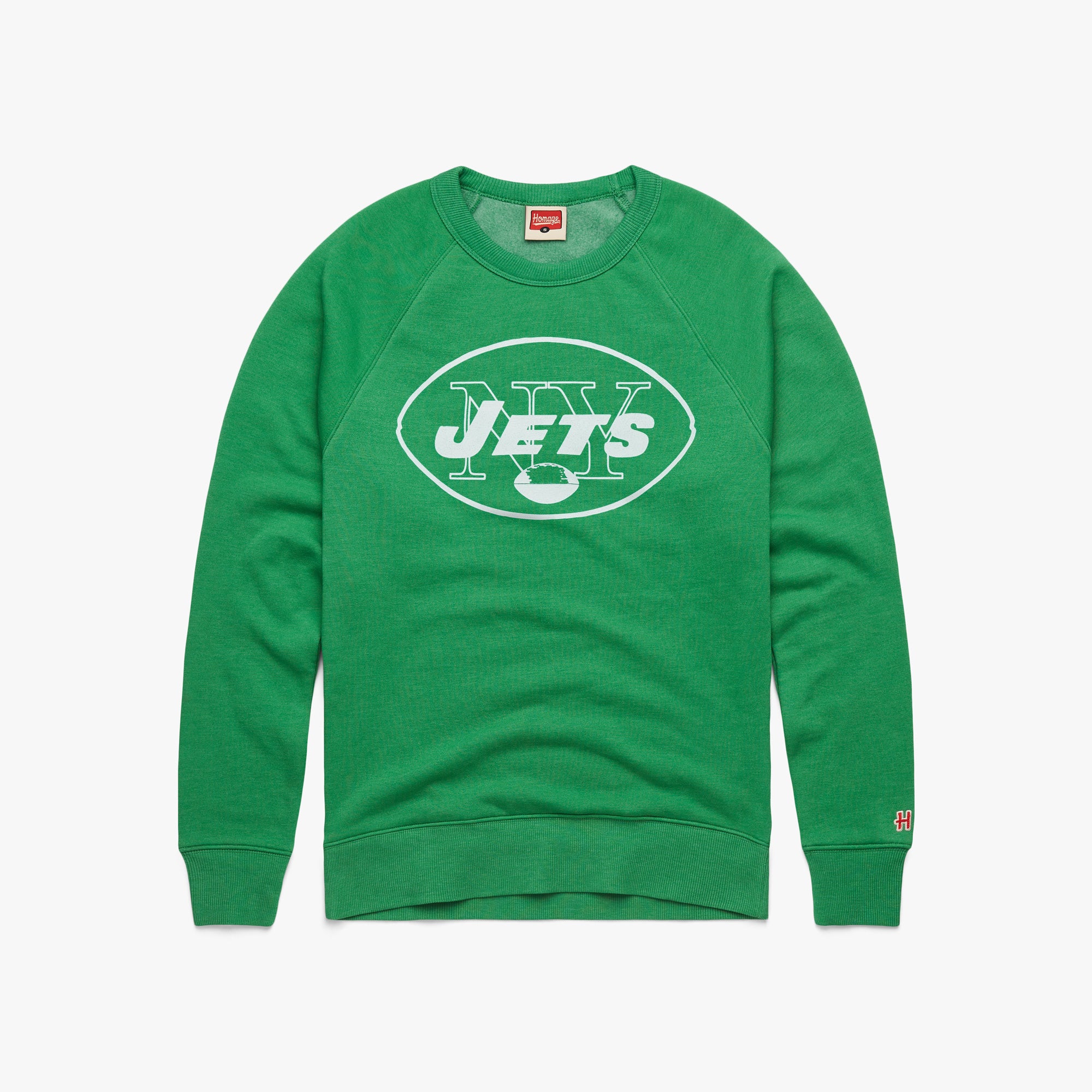 New York Jets Alt Logo '64 Crewneck from Homage. | Officially Licensed Vintage NFL Apparel from Homage Pro Shop.