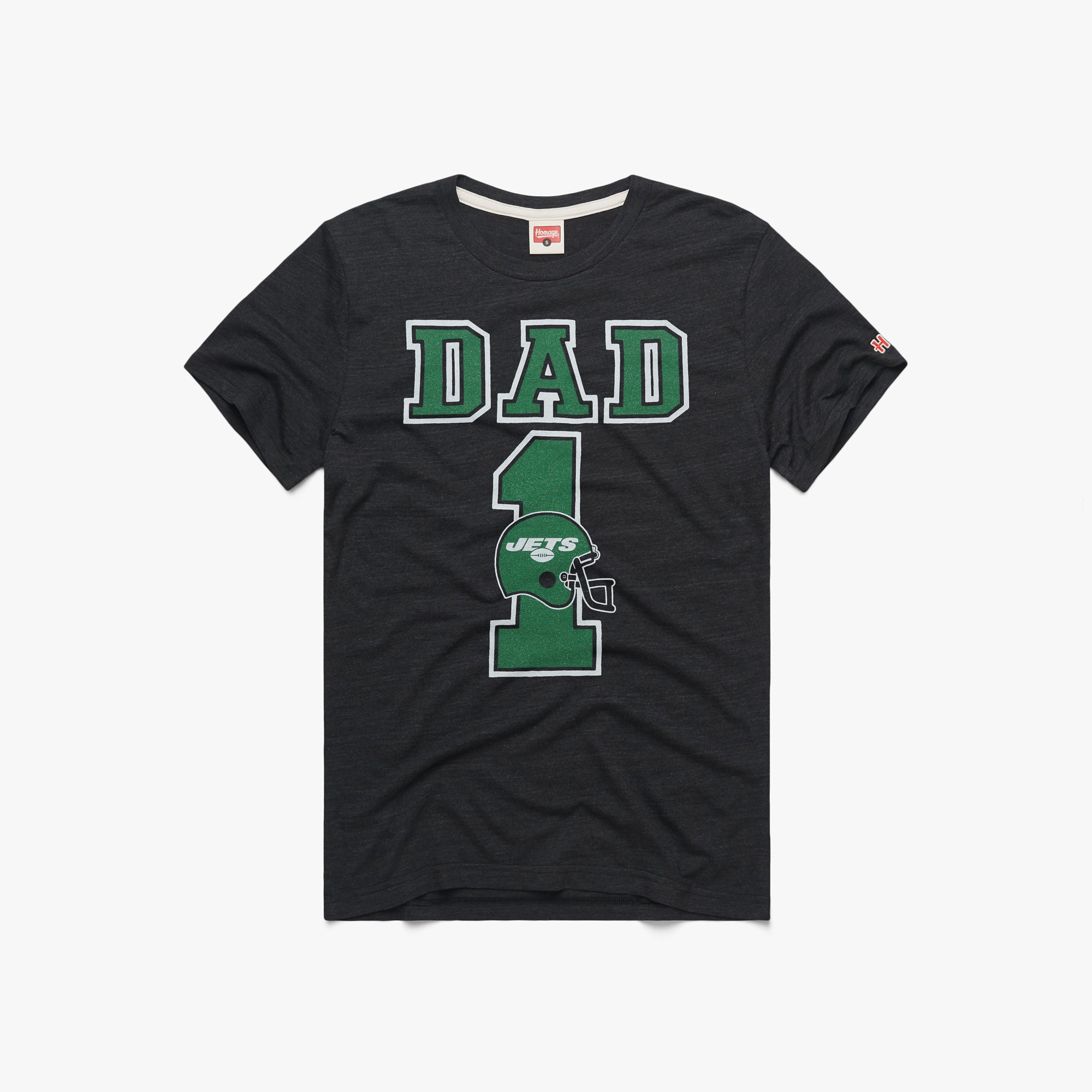 New York Jets Dad T-Shirt from Homage. | Officially Licensed Vintage NFL Apparel from Homage Pro Shop.