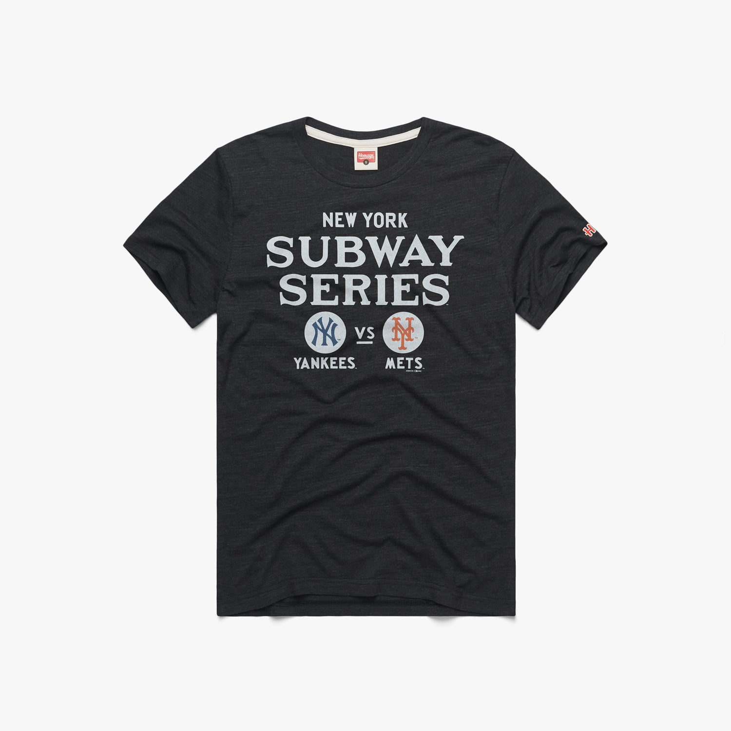 New York Subway Series Yankees Vs Mets T-Shirt from Homage. | Charcoal | Vintage Apparel from Homage.