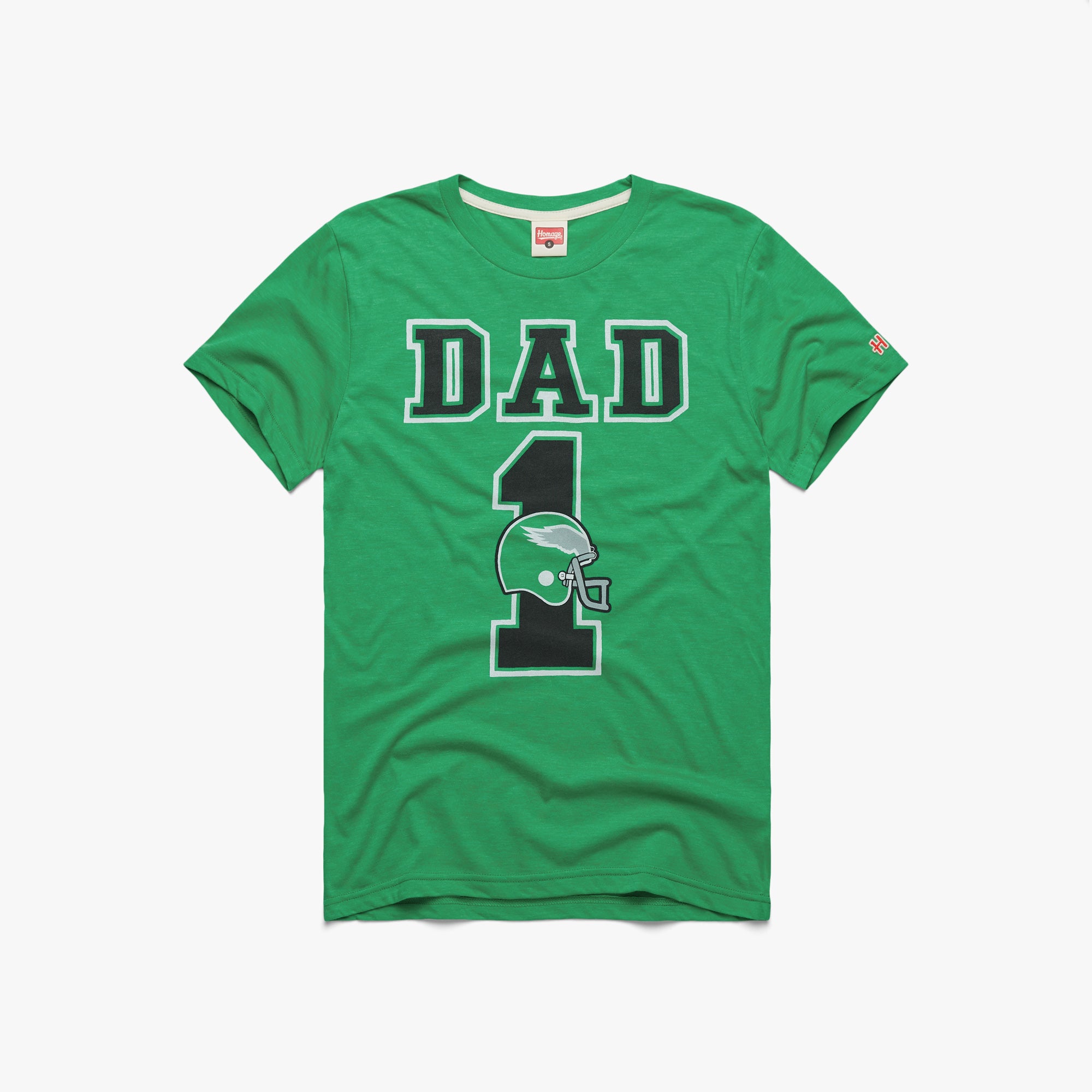 Philadelphia Eagles Helmet Retro T-Shirt | Kelly Green Eagles Apparel from Homage. | Officially Licensed NFL Apparel from Homage Pro Shop.