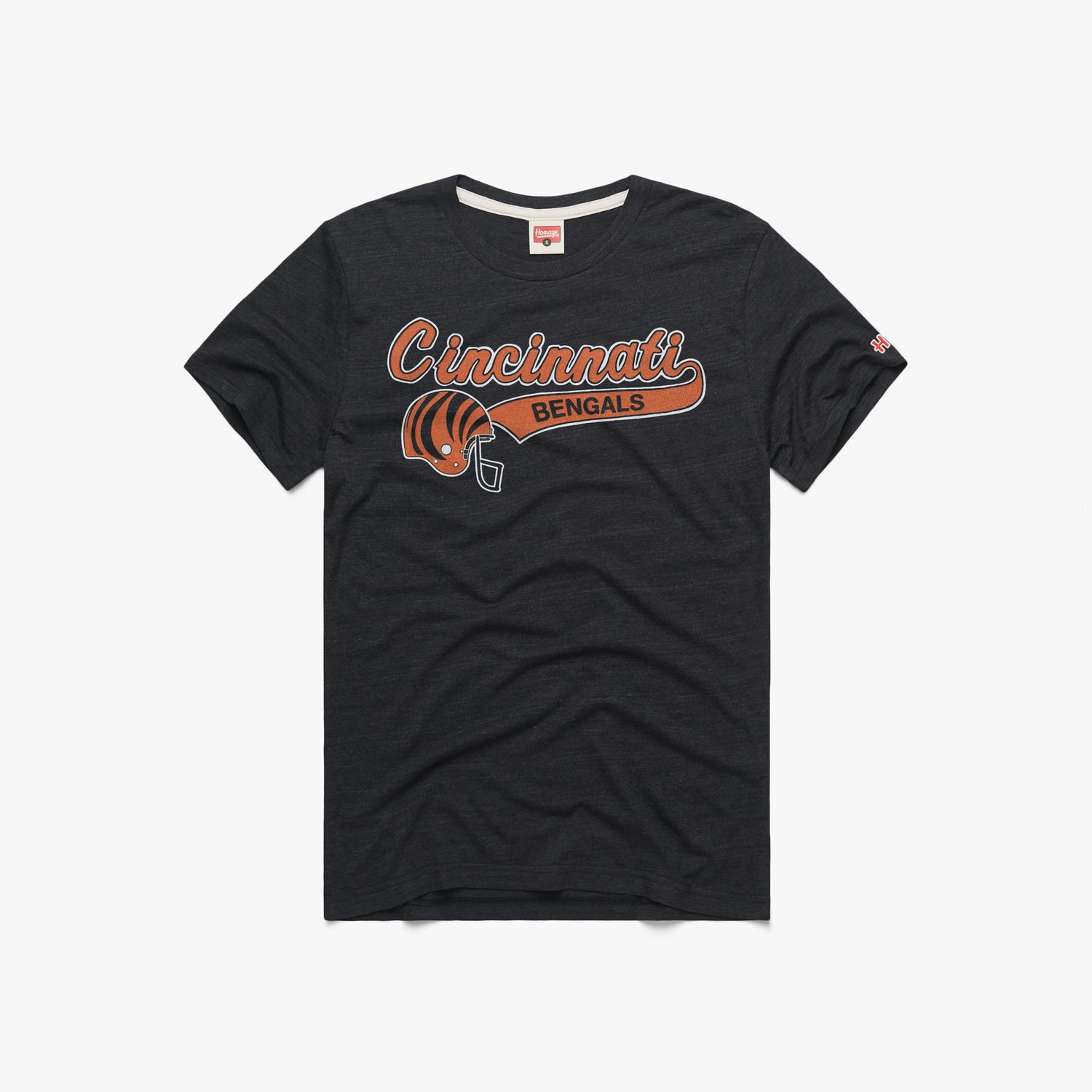 Script Cincinnati Bengals T-Shirt from Homage. | Officially Licensed Vintage NFL Apparel from Homage Pro Shop.