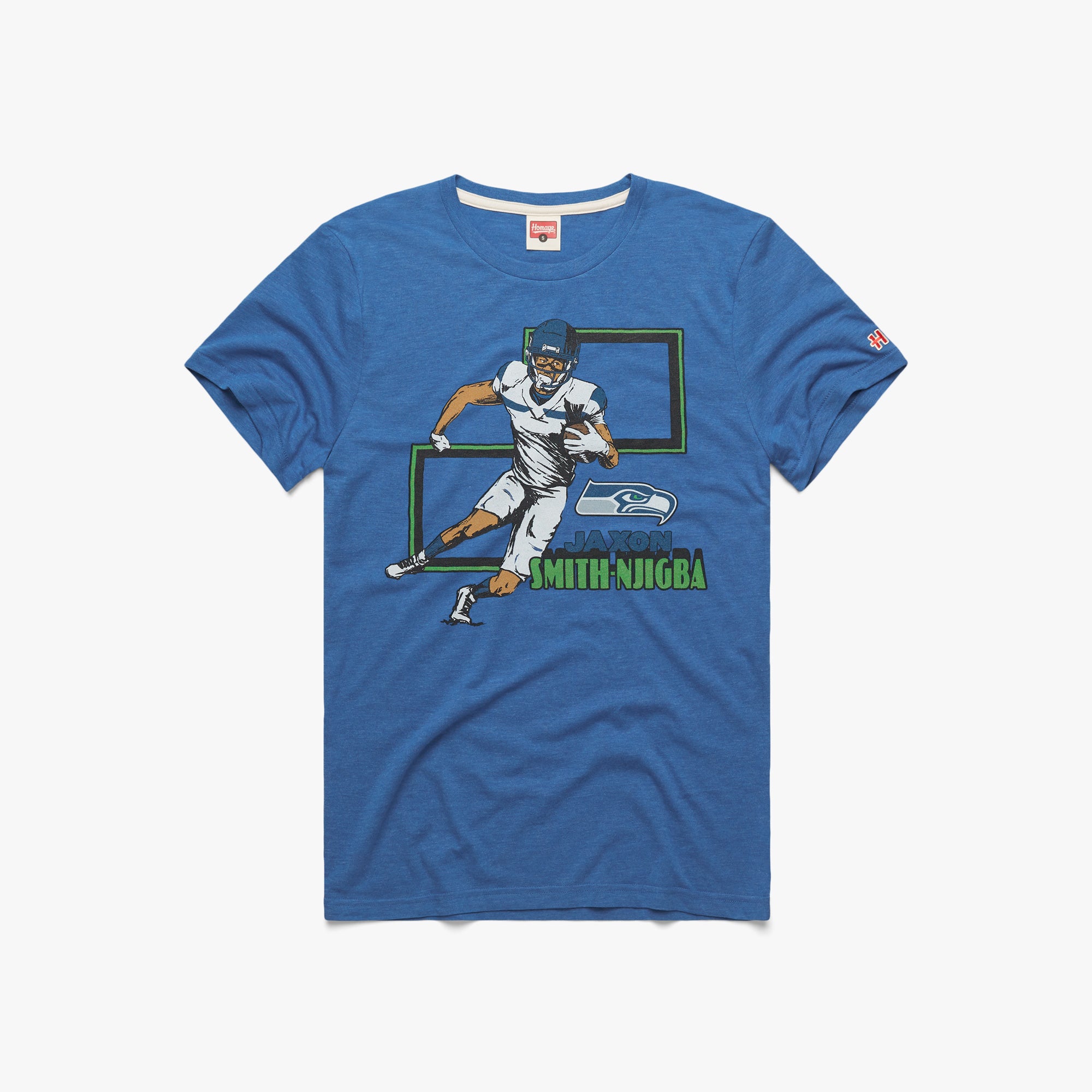 Seattle Seahawks Jaxon Smith-Njigba Draft T-Shirt from Homage. | Officially Licensed Vintage NFL Apparel from Homage Pro Shop.