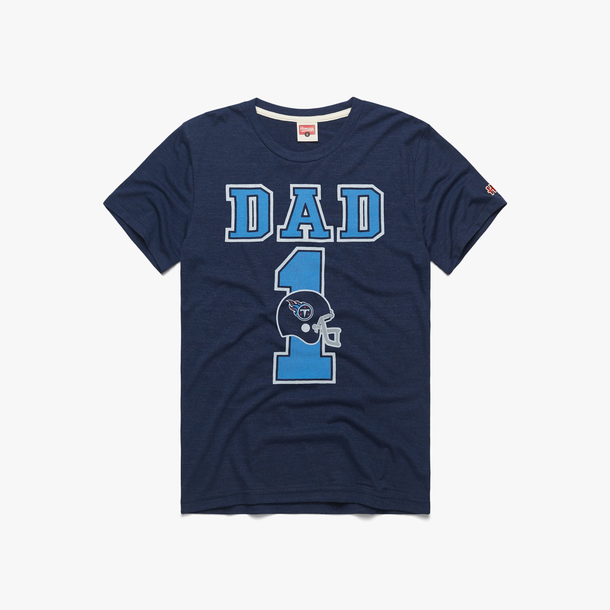 Tennessee Tennesee Titans Dad T-Shirt from Homage. | Officially Licensed Vintage NFL Apparel from Homage Pro Shop.